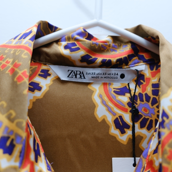 Zara Paisley Print Button-Up Blouse XS - Picture 4 of 6